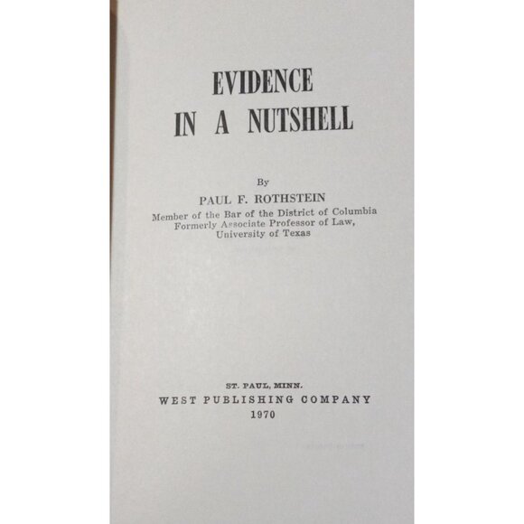 VTG EVIDENCE IN A NUTSHELL PAPERBACK BOOK PAUL ROTHSTEIN 1970 WEST PUBLISHING - Picture 2 of 6